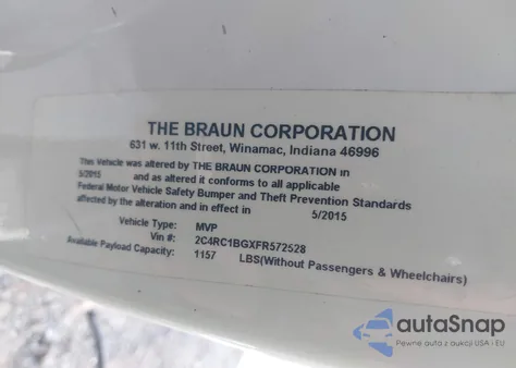 2015 Chrysler Town & Country Touring from USA, damaged, VIN 2C4RC1BGXFR572528